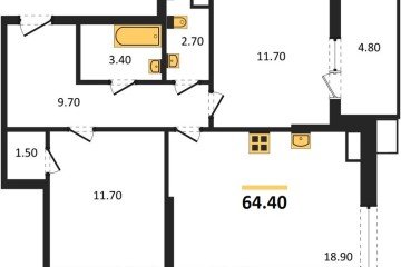 Фото №1: 2-комнатная квартира 64 м², 7/18 эт. - Краснодар, мкр. Парк Победы,