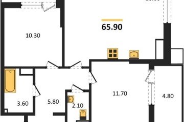 Фото №1: 2-комнатная квартира 65 м², 10/18 эт. - Краснодар, мкр. Парк Победы,