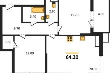 Фото №1: 2-комнатная квартира 64 м², 18/18 эт. - Краснодар, мкр. Парк Победы,