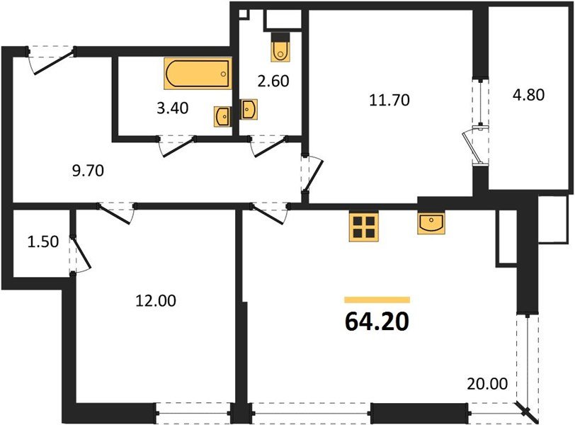 Фото №1: 2-комнатная квартира 64&nbsp;м², 18/18&nbsp;эт. - Краснодар, Прикубанский внутригородской округ, мкр. Парк Победы