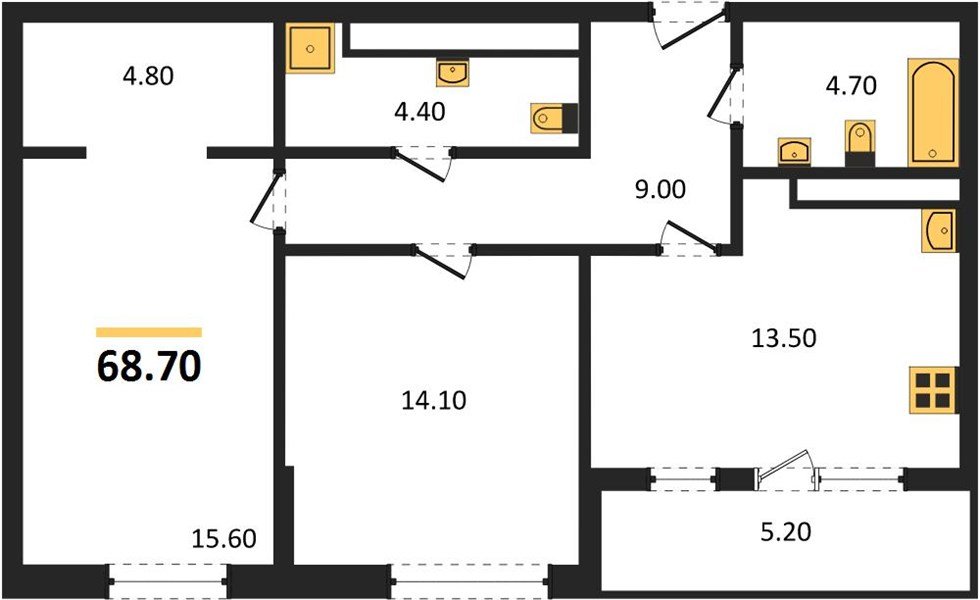 Фото №1: 2-комнатная квартира 68&nbsp;м², 3/24&nbsp;эт. - Краснодар, Центральный внутригородской округ, Табачная Фабрика, мкр. ЖК Все Свои Вип