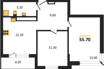 Фото №1: 2-комнатная квартира 55 м², 3/24 эт. - Краснодар, мкр. ЖК Все Свои Вип,