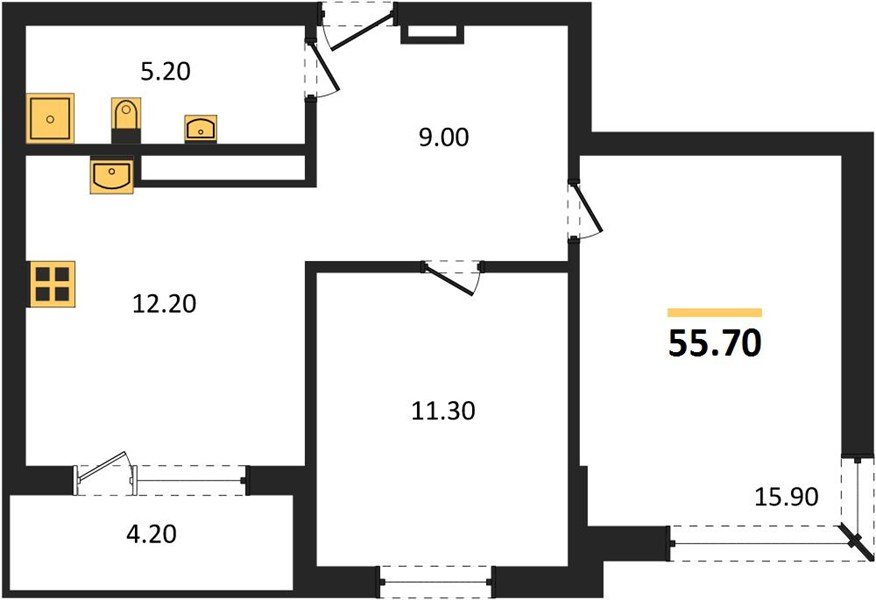 Фото №1: 2-комнатная квартира 55&nbsp;м², 3/24&nbsp;эт. - Краснодар, Центральный внутригородской округ, Табачная Фабрика, мкр. ЖК Все Свои Вип
