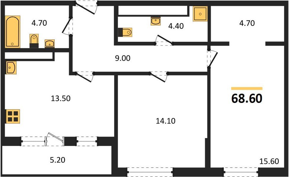 Фото №1: 2-комнатная квартира 68&nbsp;м², 3/24&nbsp;эт. - Краснодар, Центральный внутригородской округ, Табачная Фабрика, мкр. ЖК Все Свои Вип