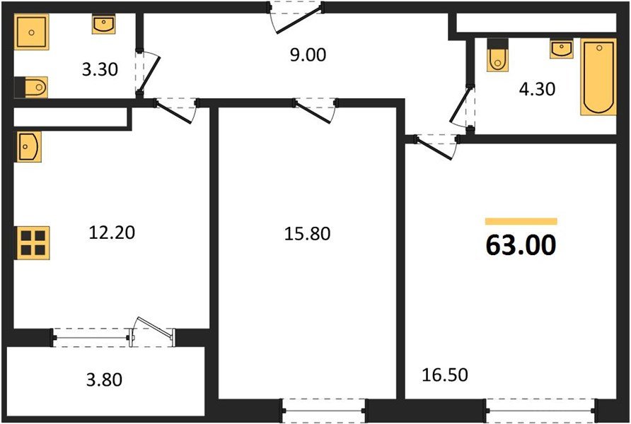 Фото №1: 2-комнатная квартира 63&nbsp;м², 9/24&nbsp;эт. - Краснодар, Центральный внутригородской округ, Табачная Фабрика, мкр. ЖК Все Свои Вип
