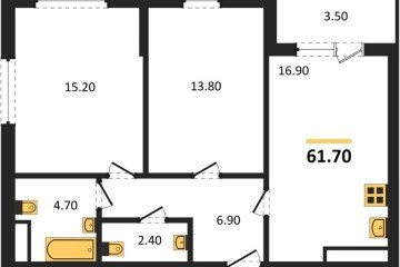 Фото №1: 2-комнатная квартира 61 м², 17/24 эт. - Краснодар, мкр. ЖК Все Свои Вип,