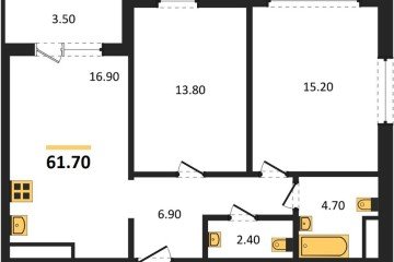 Фото №1: 2-комнатная квартира 61 м², 12/24 эт. - Краснодар, мкр. ЖК Все Свои Вип,
