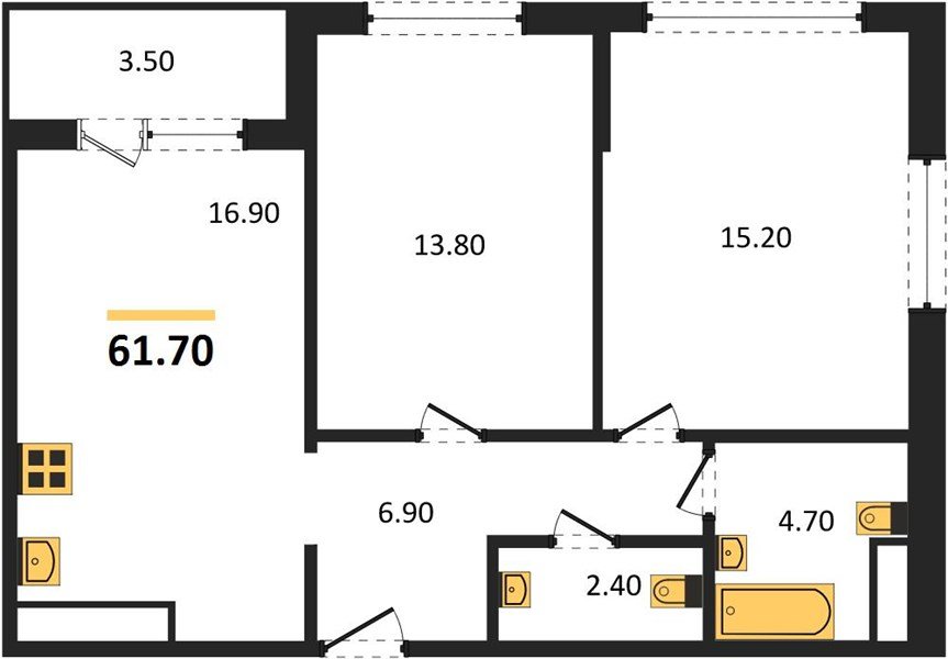 Фото №1: 2-комнатная квартира 61&nbsp;м², 5/24&nbsp;эт. - Краснодар, Центральный внутригородской округ, Табачная Фабрика, мкр. ЖК Все Свои Вип