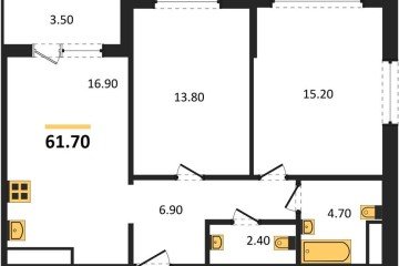 Фото №1: 2-комнатная квартира 61&nbsp;м², 15/24&nbsp;эт. - Краснодар, мкр. ЖК Все Свои Вип, 