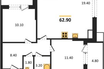 Фото №1: 2-комнатная квартира 62 м², 9/9 эт. - Краснодар, мкр. Парк Победы,