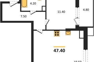 Фото №1: 1-комнатная квартира 47 м², 5/9 эт. - Краснодар, мкр. Парк Победы,