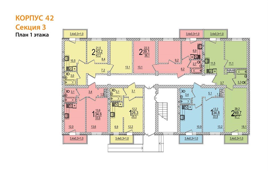 Фото №8: 1-комнатная квартира 26&nbsp;м², 1/5&nbsp;эт. - Яблоновский, мкр. ЖК Дарград, ул. Тургеневское Шоссе, 33/5к42