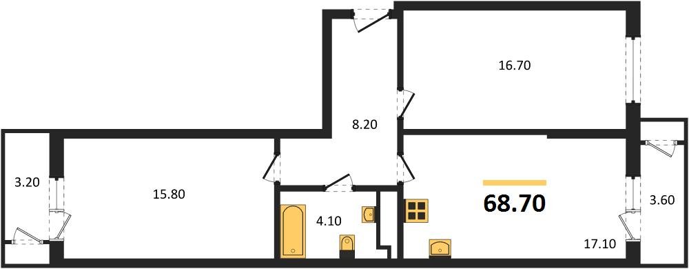 Фото №1: 2-комнатная квартира 68&nbsp;м², 20/24&nbsp;эт. - Краснодар, Карасунский внутригородской округ, Черёмушки, мкр. ЖК Рекорд, ул. Новороссийская, 102И