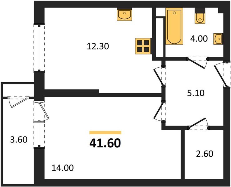 Фото №1: 1-комнатная квартира 41&nbsp;м², 18/24&nbsp;эт. - Краснодар, Карасунский внутригородской округ, Черёмушки, мкр. ЖК Рекорд, ул. Новороссийская, 102И
