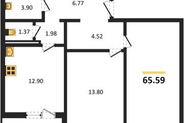 Фото №1: 2-комнатная квартира 65&nbsp;м², 8/8&nbsp;эт. - Берёзовый, мкр. жилой комплекс Молодёжный-2, ул. имени Профессора Малигонова, 48