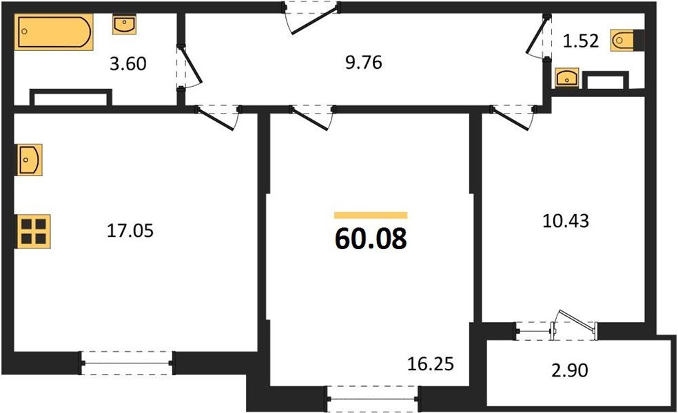 Фото №1: 2-комнатная квартира 61&nbsp;м², 17/19&nbsp;эт. - Краснодар, мкр. Карасунский внутригородской округ