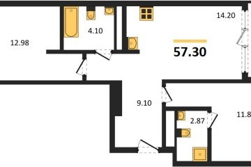Фото №1: 2-комнатная квартира 59 м², 3/16 эт. - Краснодар, мкр. жилой квартал Патрики,