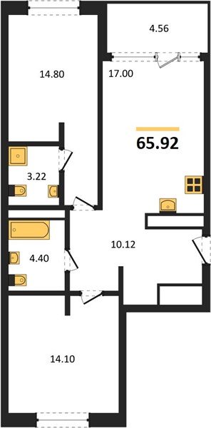 Фото №1: 2-комнатная квартира 68&nbsp;м², 6/16&nbsp;эт. - Краснодар, Карасунский внутригородской округ, Хлопчато-бумажный Комбинат, мкр. жилой квартал Патрики