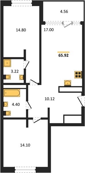 Фото №1: 2-комнатная квартира 68&nbsp;м², 8/16&nbsp;эт. - Краснодар, Карасунский внутригородской округ, Хлопчато-бумажный Комбинат, мкр. жилой квартал Патрики