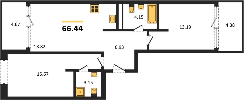 Фото №1: 2-комнатная квартира 70&nbsp;м², 10/16&nbsp;эт. - Краснодар, Карасунский внутригородской округ, Хлопчато-бумажный Комбинат, мкр. жилой квартал Патрики