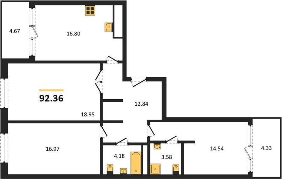 Фото №1: 3-комнатная квартира 96&nbsp;м², 3/16&nbsp;эт. - Краснодар, Карасунский внутригородской округ, Хлопчато-бумажный Комбинат, мкр. жилой квартал Патрики