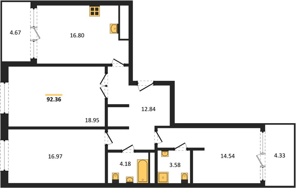 Фото №1: 3-комнатная квартира 96&nbsp;м², 4/16&nbsp;эт. - Краснодар, Карасунский внутригородской округ, Хлопчато-бумажный Комбинат, мкр. жилой квартал Патрики