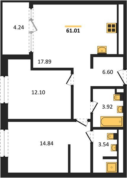 Фото №1: 2-комнатная квартира 63&nbsp;м², 3/16&nbsp;эт. - Краснодар, Карасунский внутригородской округ, Хлопчато-бумажный Комбинат, мкр. жилой квартал Патрики