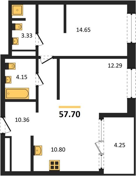 Фото №1: 2-комнатная квартира 59&nbsp;м², 6/16&nbsp;эт. - Краснодар, Карасунский внутригородской округ, Хлопчато-бумажный Комбинат, мкр. жилой квартал Патрики