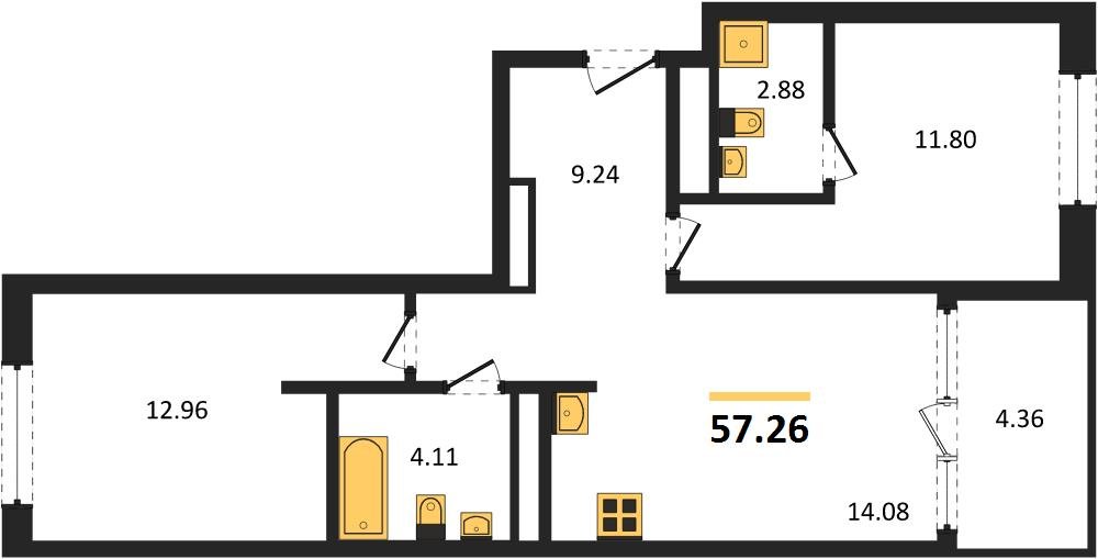 Фото №1: 2-комнатная квартира 59&nbsp;м², 3/16&nbsp;эт. - Краснодар, Карасунский внутригородской округ, Хлопчато-бумажный Комбинат, мкр. жилой квартал Патрики