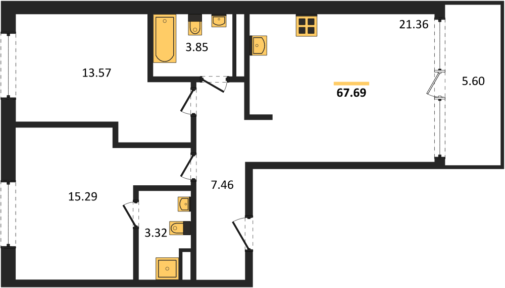 Фото №1: 2-комнатная квартира 70&nbsp;м², 3/16&nbsp;эт. - Краснодар, Карасунский внутригородской округ, Хлопчато-бумажный Комбинат, мкр. жилой квартал Патрики