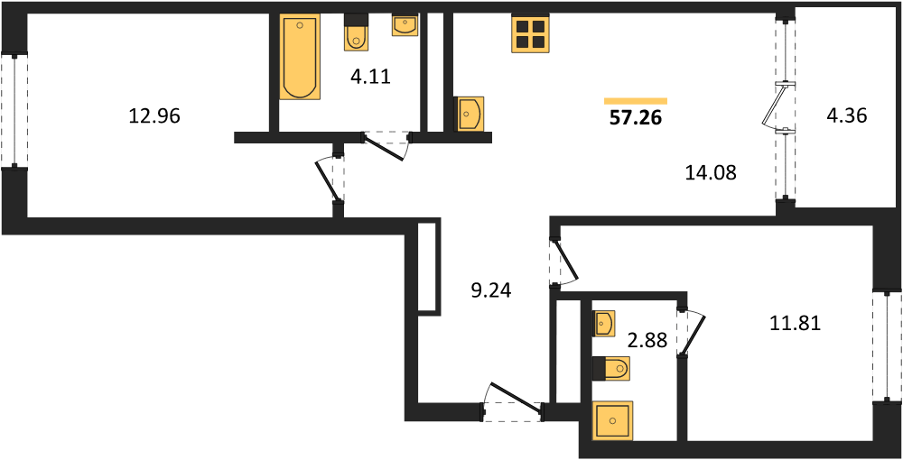 Фото №1: 2-комнатная квартира 59&nbsp;м², 2/16&nbsp;эт. - Краснодар, Карасунский внутригородской округ, Хлопчато-бумажный Комбинат, мкр. жилой квартал Патрики