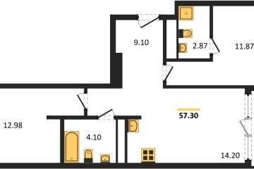 Фото №1: 2-комнатная квартира 59 м², 6/18 эт. - Краснодар, мкр. жилой квартал Патрики,