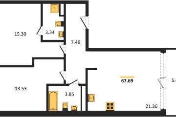 Фото №1: 2-комнатная квартира 70 м², 3/18 эт. - Краснодар, мкр. жилой квартал Патрики,