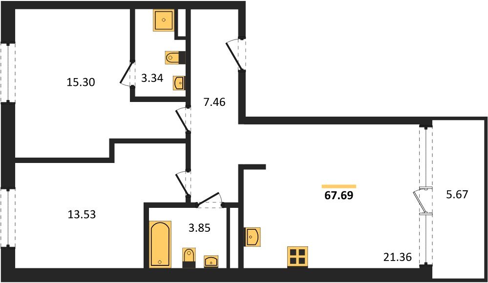 Фото №1: 2-комнатная квартира 70&nbsp;м², 5/18&nbsp;эт. - Краснодар, Карасунский внутригородской округ, Хлопчато-бумажный Комбинат, мкр. жилой квартал Патрики