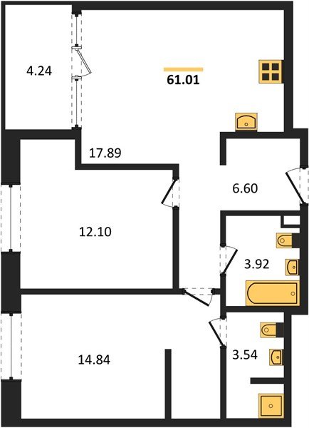 Фото №1: 2-комнатная квартира 63&nbsp;м², 3/18&nbsp;эт. - Краснодар, Карасунский внутригородской округ, Хлопчато-бумажный Комбинат, мкр. жилой квартал Патрики