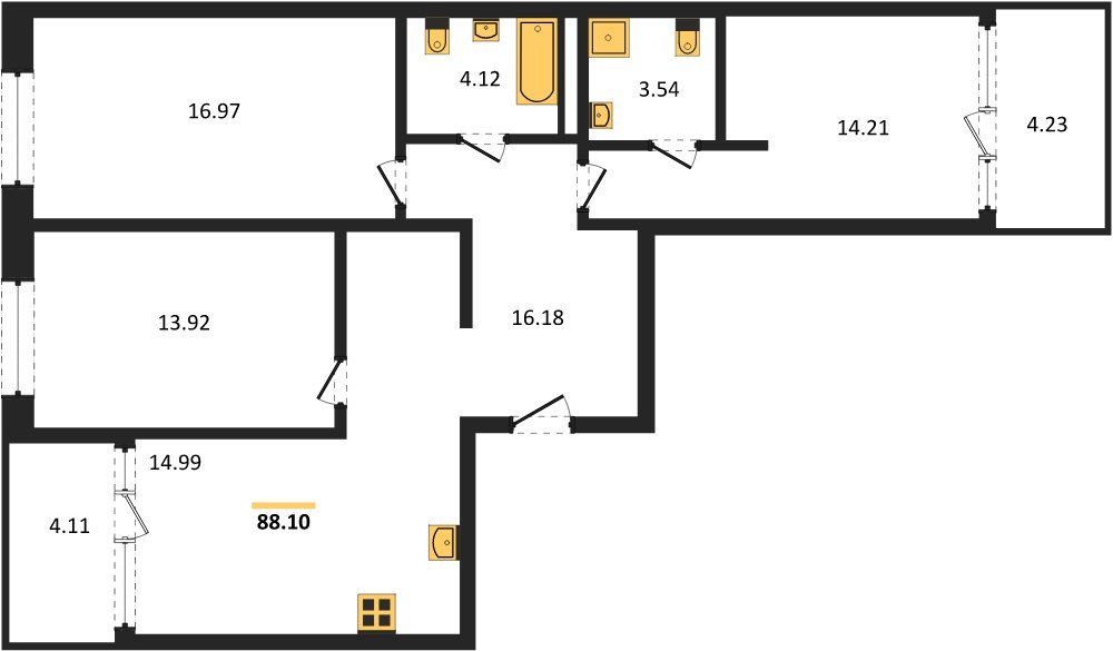 Фото №1: 3-комнатная квартира 92&nbsp;м², 6/18&nbsp;эт. - Краснодар, Карасунский внутригородской округ, Хлопчато-бумажный Комбинат, мкр. жилой квартал Патрики