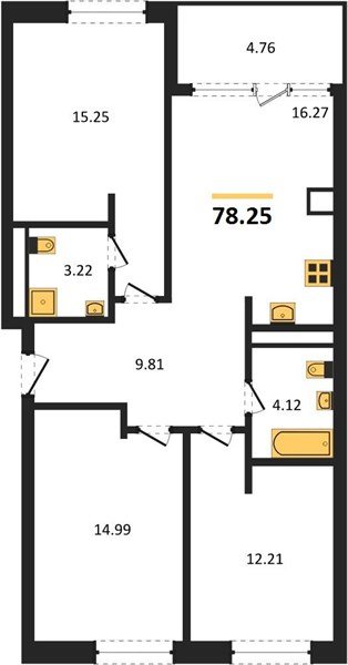 Фото №1: 3-комнатная квартира 80&nbsp;м², 13/18&nbsp;эт. - Краснодар, Карасунский внутригородской округ, Хлопчато-бумажный Комбинат, мкр. жилой квартал Патрики