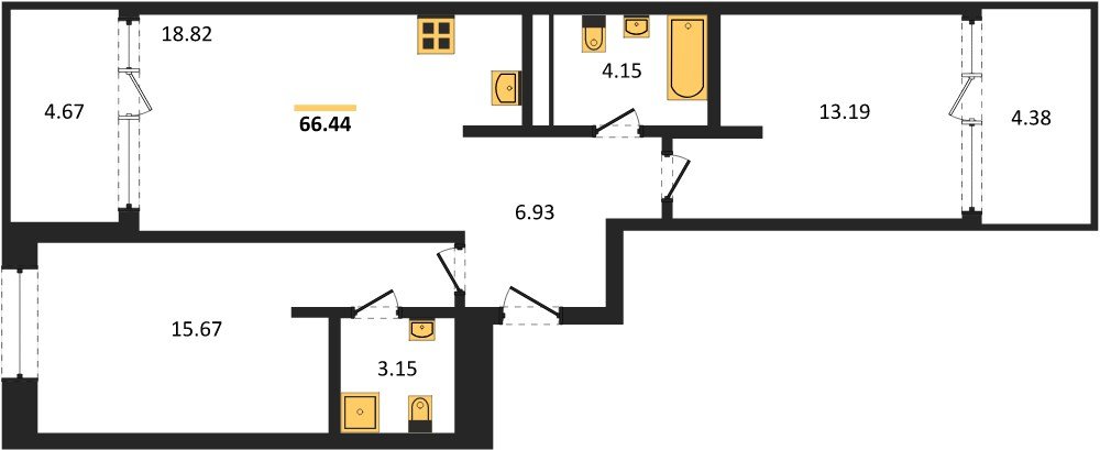 Фото №1: 2-комнатная квартира 70&nbsp;м², 11/18&nbsp;эт. - Краснодар, Карасунский внутригородской округ, Хлопчато-бумажный Комбинат, мкр. жилой квартал Патрики
