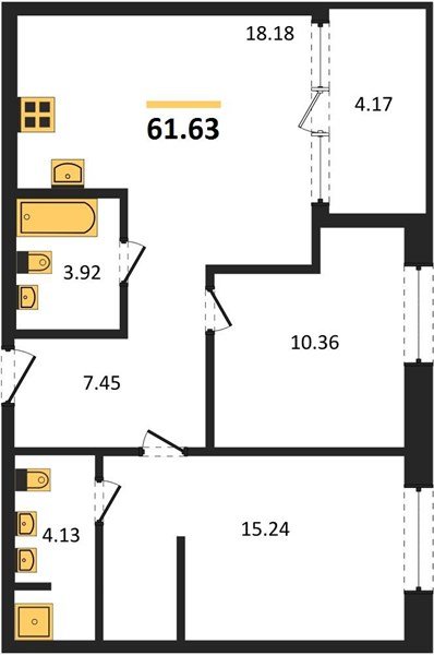 Фото №1: 2-комнатная квартира 63&nbsp;м², 5/18&nbsp;эт. - Краснодар, Карасунский внутригородской округ, Хлопчато-бумажный Комбинат, мкр. жилой квартал Патрики