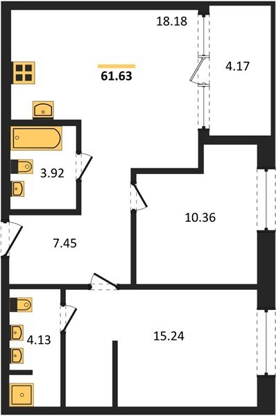 Фото №1: 2-комнатная квартира 63&nbsp;м², 7/18&nbsp;эт. - Краснодар, Карасунский внутригородской округ, Хлопчато-бумажный Комбинат, мкр. жилой квартал Патрики
