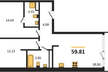 Фото №1: 2-комнатная квартира 62 м², 5/18 эт. - Краснодар, мкр. жилой квартал Патрики,