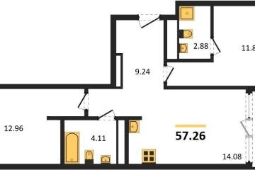 Фото №1: 2-комнатная квартира 59 м², 3/18 эт. - Краснодар, мкр. жилой квартал Патрики,