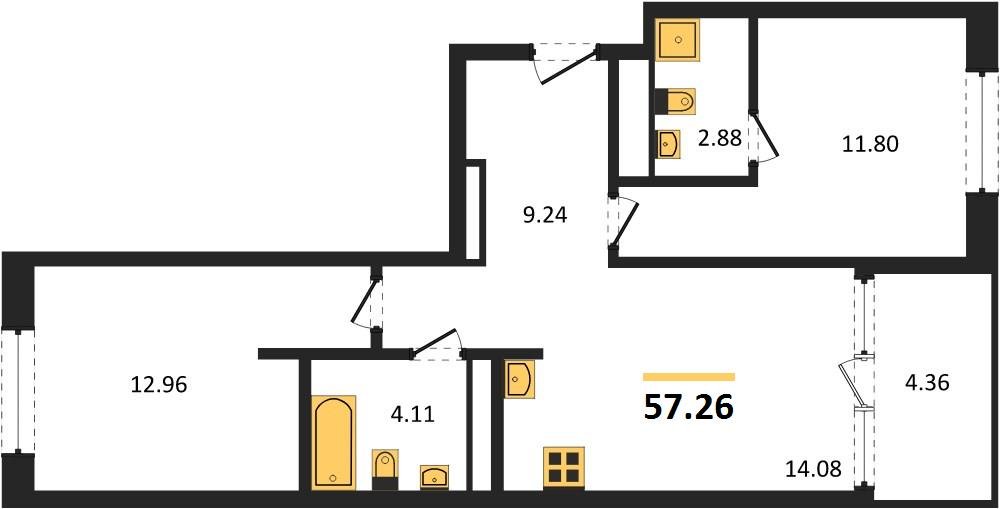 Фото №1: 2-комнатная квартира 59&nbsp;м², 3/18&nbsp;эт. - Краснодар, Карасунский внутригородской округ, Хлопчато-бумажный Комбинат, мкр. жилой квартал Патрики