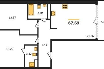 Фото №1: 2-комнатная квартира 70 м², 3/18 эт. - Краснодар, мкр. жилой квартал Патрики,