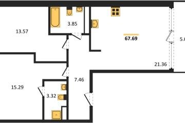 Фото №1: 2-комнатная квартира 70 м², 5/18 эт. - Краснодар, мкр. жилой квартал Патрики,