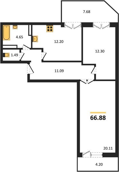 Фото №1: 2-комнатная квартира 67&nbsp;м², 24/24&nbsp;эт. - Краснодар, Прикубанский внутригородской округ, мкр. Музыкальный, ул. Российская, 257/7лит3