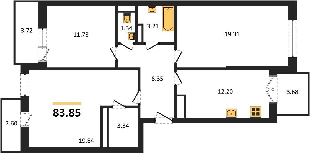 Фото №1: 3-комнатная квартира 85&nbsp;м², 23/24&nbsp;эт. - Краснодар, Прикубанский внутригородской округ, мкр. Музыкальный, ул. Российская, 257/7лит3