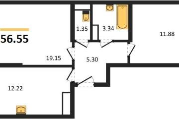 Фото №1: 2-комнатная квартира 57 м², 7/24 эт. - Краснодар, мкр. Музыкальный, ул. Российская, 257/7лит3