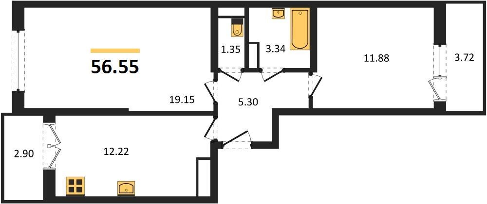 Фото №1: 2-комнатная квартира 57&nbsp;м², 7/24&nbsp;эт. - Краснодар, Прикубанский внутригородской округ, мкр. Музыкальный, ул. Российская, 257/7лит3