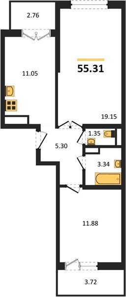 Фото №1: 2-комнатная квартира 55&nbsp;м², 19/24&nbsp;эт. - Краснодар, Прикубанский внутригородской округ, мкр. Музыкальный, ул. Российская, 257/7лит3